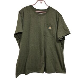 Carhartt T-Shirt Men 3X Green Pocket Short Sleeve Loose Fit Heavyweight Work